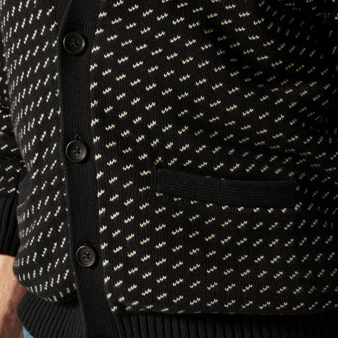 Heritage cotton V-neck cardigan in bird's eye