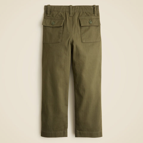 Kids' garment-dyed cargo pant in stretch herringbone