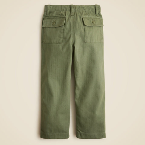 Kids' garment-dyed cargo pant in stretch herringbone