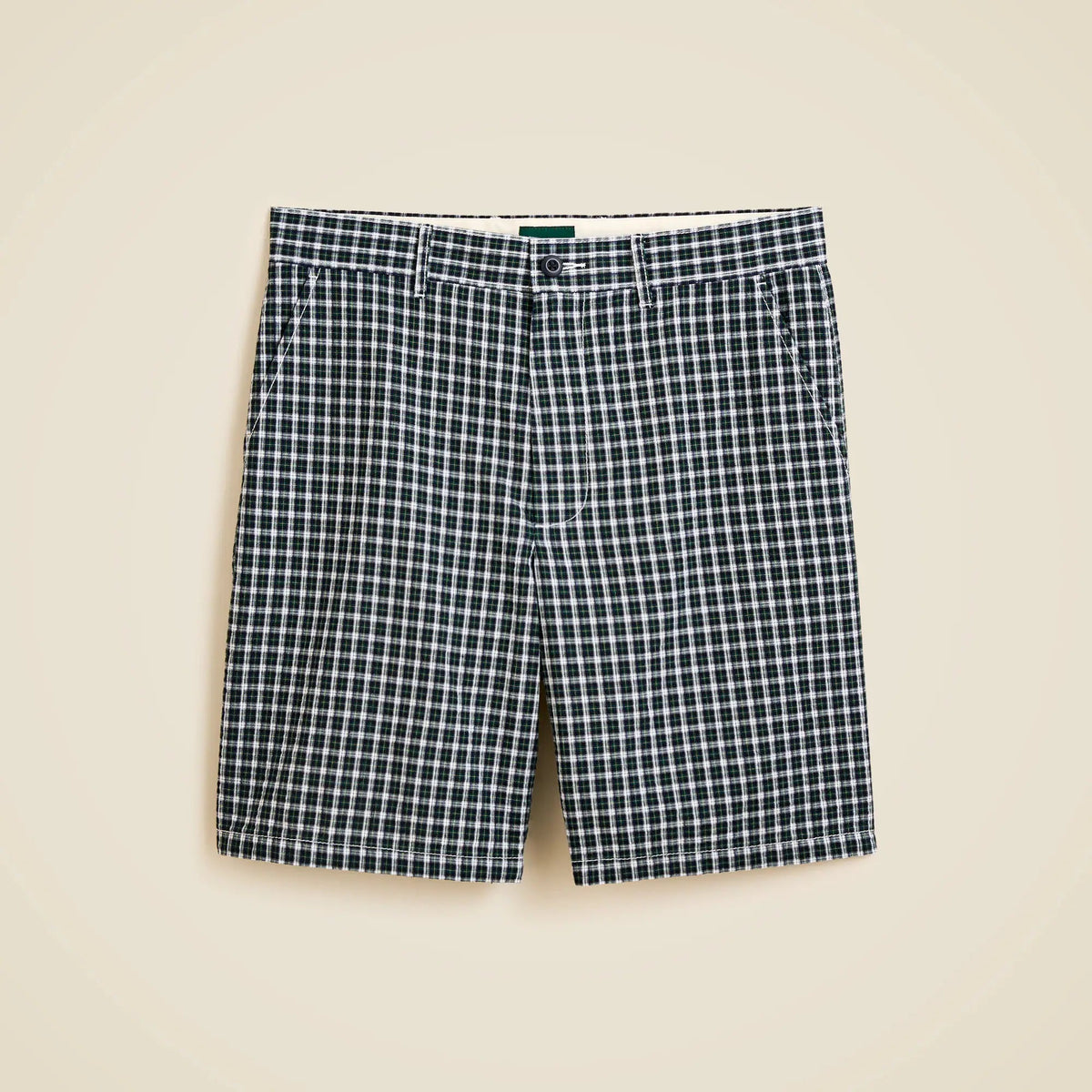 9" relaxed cotton short in seersucker plaid