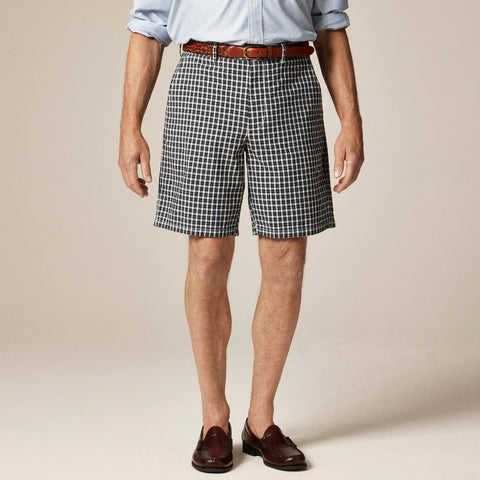 9" relaxed cotton short in seersucker plaid
