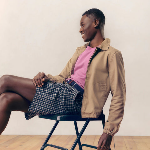 9" relaxed cotton short in seersucker plaid