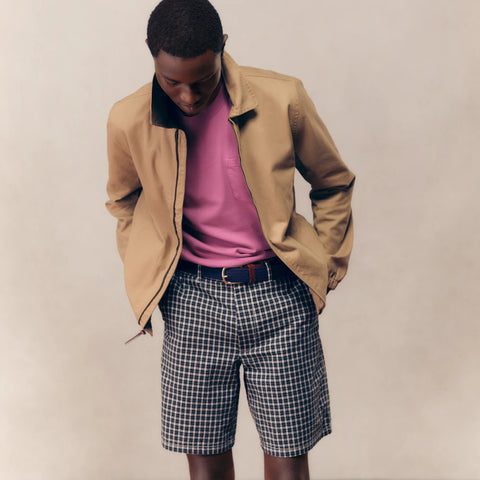 9" relaxed cotton short in seersucker plaid