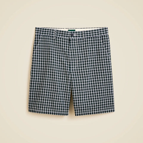 9" relaxed cotton short in seersucker plaid