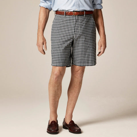 9" relaxed cotton short in seersucker plaid
