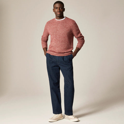 Classic double-pleated indigo-dyed denim pant