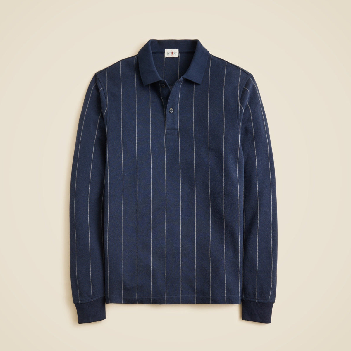 Long-sleeve polo shirt in double-knit jacquard