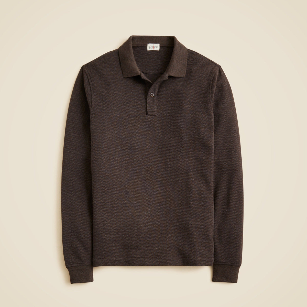 Long-sleeve polo shirt in double-knit jacquard