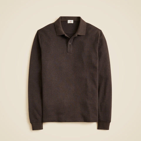 Long-sleeve polo shirt in double-knit jacquard