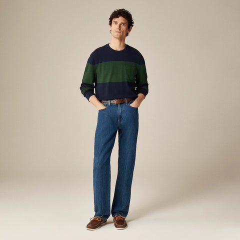 Long-sleeve macropiqué cotton T-shirt in stripe