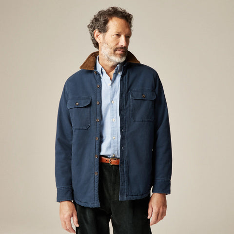 Sherpa-lined duck canvas shirt-jacket