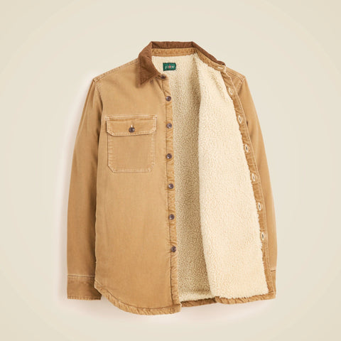 Sherpa-lined duck canvas shirt-jacket