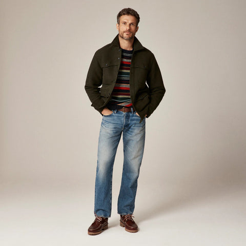 Heavyweight chamois field utility overshirt in Japanese cotton