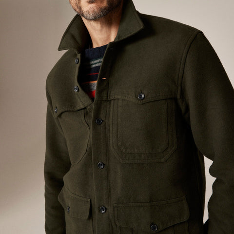 Heavyweight chamois field utility overshirt in Japanese cotton