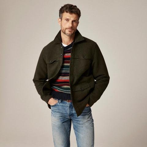 Heavyweight chamois field utility overshirt in Japanese cotton