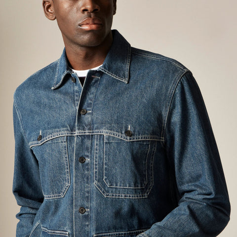 Denim field utility overshirt