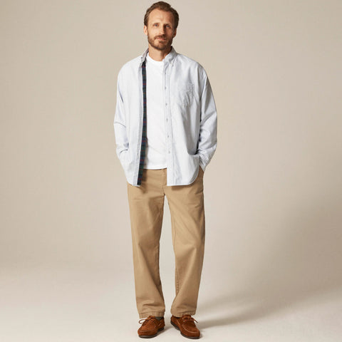 Flannel-lined oxford shirt