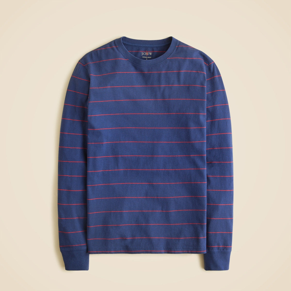 Vintage-wash cotton long-sleeve T-shirt in stripe