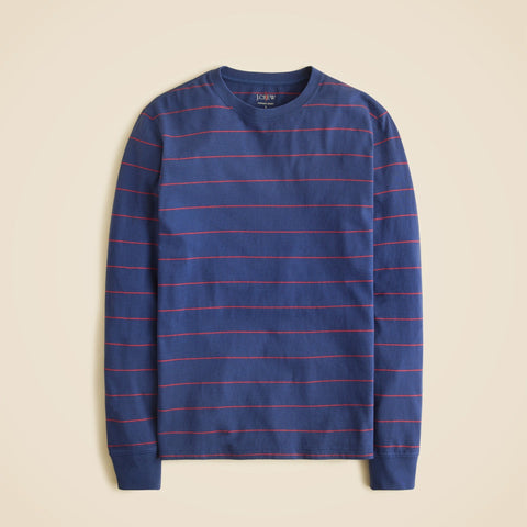 Vintage-wash cotton long-sleeve T-shirt in stripe