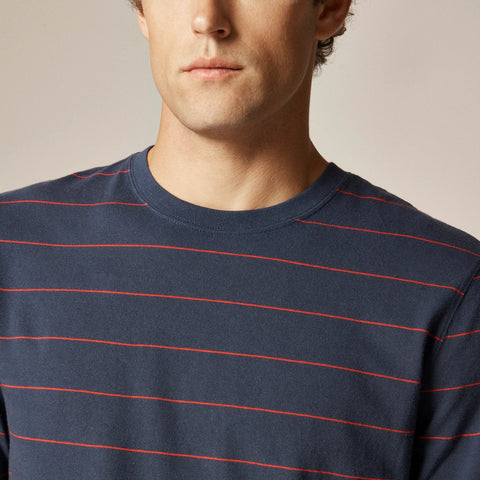 Vintage-wash cotton long-sleeve T-shirt in stripe