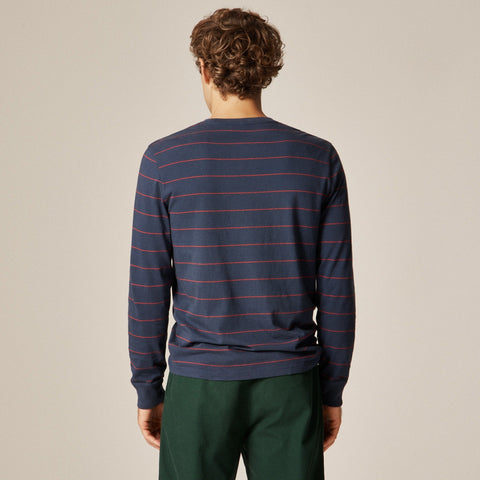 Vintage-wash cotton long-sleeve T-shirt in stripe