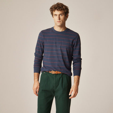 Vintage-wash cotton long-sleeve T-shirt in stripe