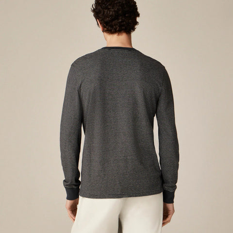 Vintage-wash cotton henley in stripe