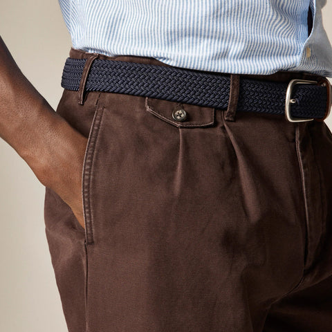 Relaxed-fit double-pleated chino pant in washed canvas