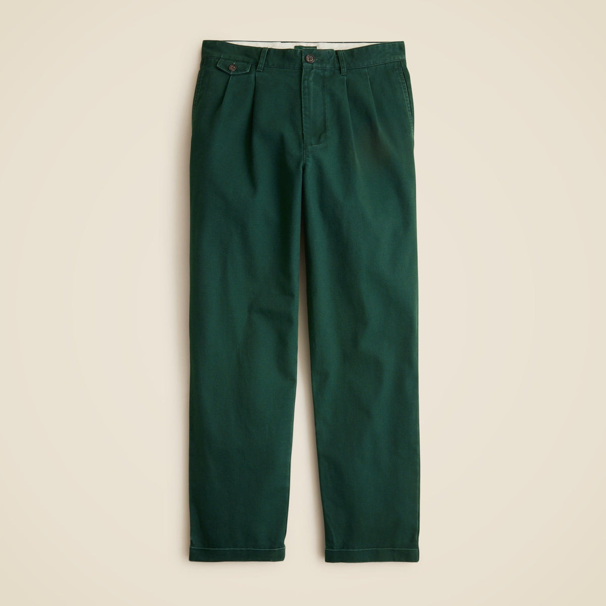 Relaxed-fit double-pleated chino pant in washed canvas
