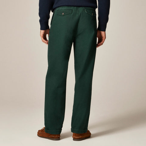 Relaxed-fit double-pleated chino pant in washed canvas