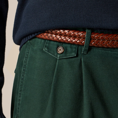 Relaxed-fit double-pleated chino pant in washed canvas