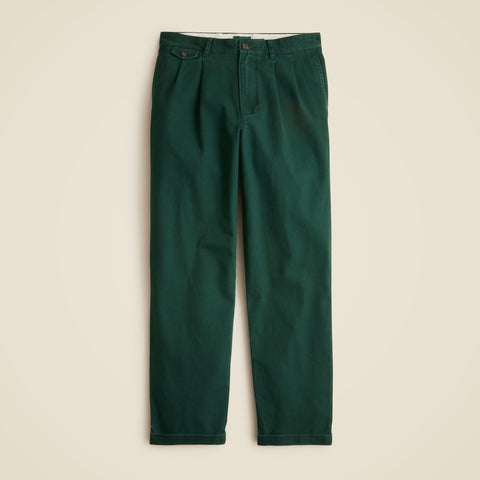 Relaxed-fit double-pleated chino pant in washed canvas