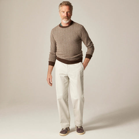 Cashmere crewneck sweater in jacquard herringbone