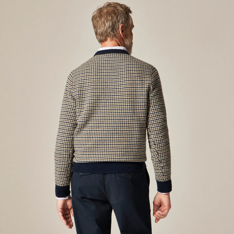 Cashmere crewneck sweater in houndstooth