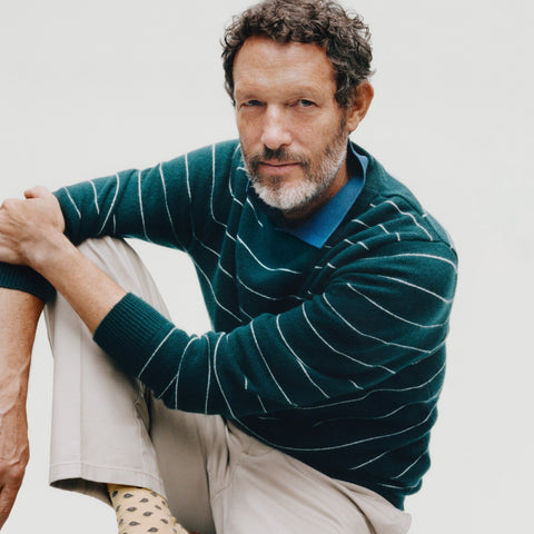 Midweight cashmere crewneck sweater in stripe