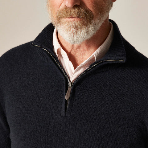 Midweight cashmere half-zip sweater