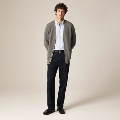 Midweight cashmere ribbed V-neck cardigan