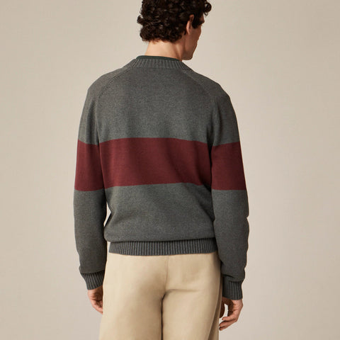 Heritage cotton V-neck sweater in stripe