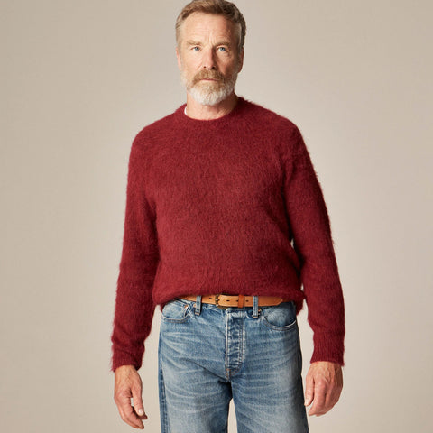 Leather belt with round brass buckle