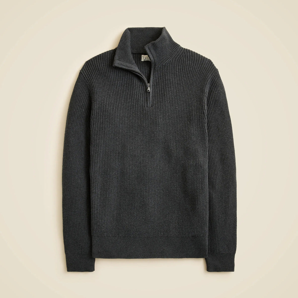 Heritage cotton ribbed half-zip sweater