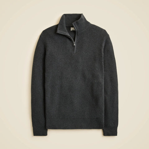 Heritage cotton ribbed half-zip sweater