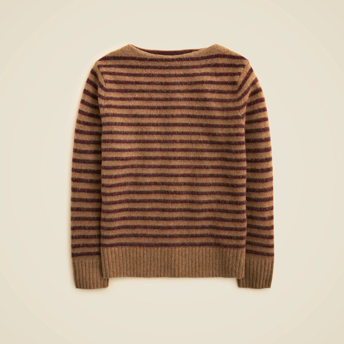 Brushed wool boatneck sweater in stripe