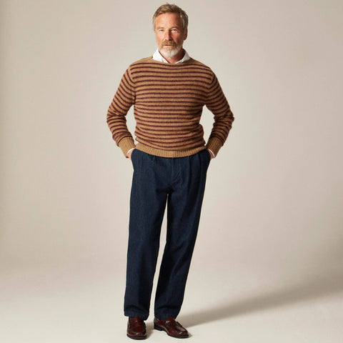 Brushed wool boatneck sweater in stripe
