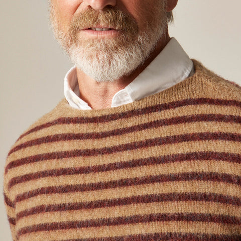 Brushed wool boatneck sweater in stripe