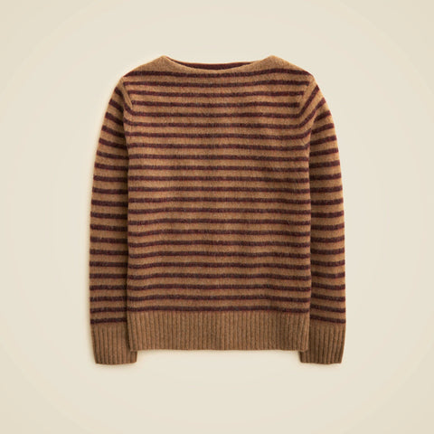 Brushed wool boatneck sweater in stripe