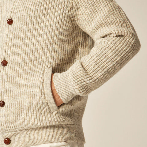 Wallace & Barnes baseball cardigan in English wool
