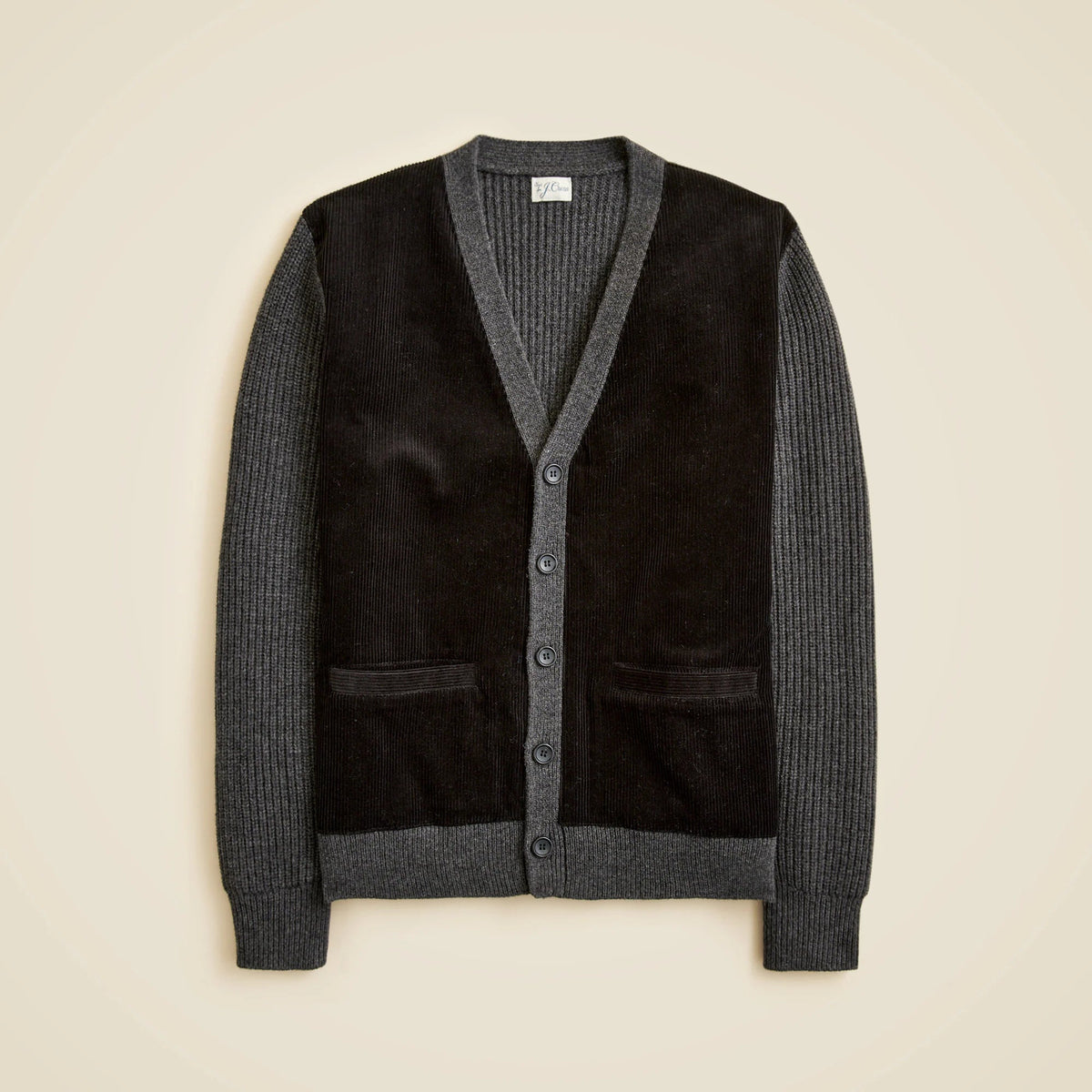 Merino lambswool cardigan with corduroy