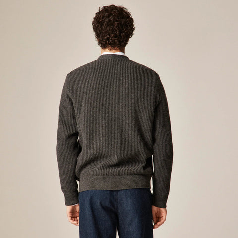 Merino lambswool cardigan with corduroy