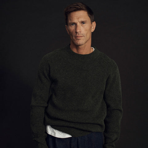Wallace & Barnes wool sweater with suede