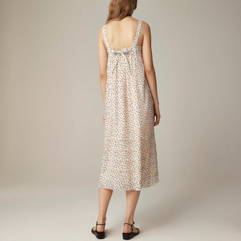 Pintuck midi dress in velvet dot